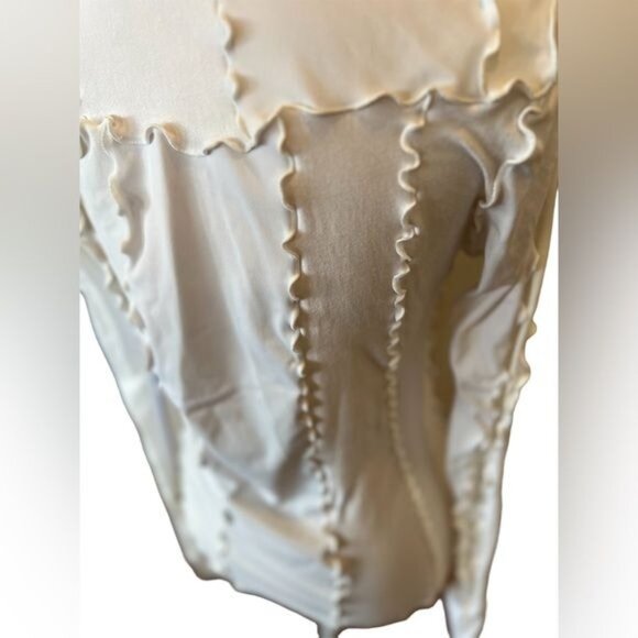 Sherris RTW lettuce trim button down white top NWT Limited Edition long sleeve - Picture 6 of 13